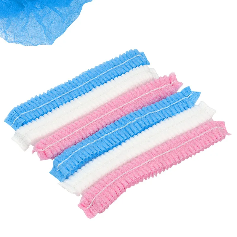 100pcs Disposable Shower Caps Clear Spa Hair Salon Hotel One-Off Bathing Elastic Shower Hat for Eyelash Extension Grafting Tool