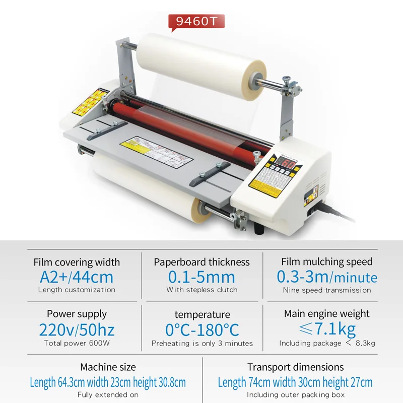 A2 Hot Roll Lamineermachine Vier Rollen Laminator Laminator Hoge-End Snelheidsregeling Thermische Laminator 110V/220V 9460T