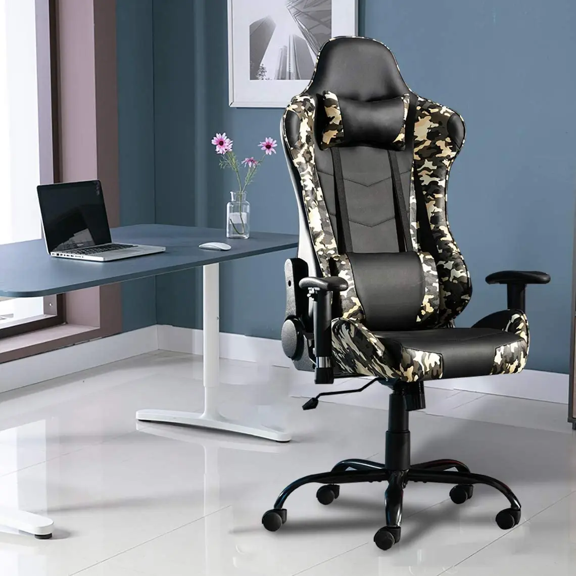 Computer Chair Office Chair Gaming Chairs Office Swivel Chairs  with headrest and Lumbar Pillow  Came US Warehouse