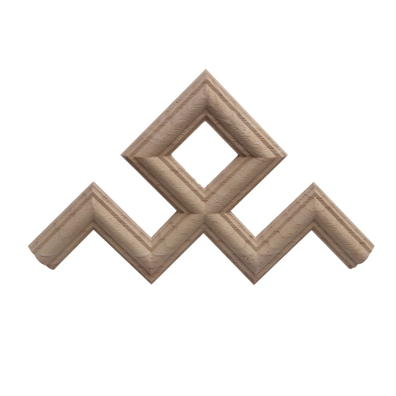 Carving Lines Wood Applique Wood Decal Onlay Wood Frame Carved Modern Unpainted Long Rose Leaves Wooden Furniture Corner Cabinet