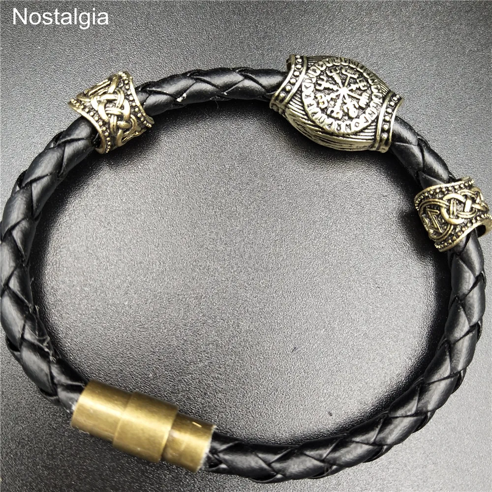 Vikingos Norse Runes Jewelry Trinity Valknut Vegvisir Compass Beads Vikingo Runes Amulet Viking Bracelet Slavic Accessories
