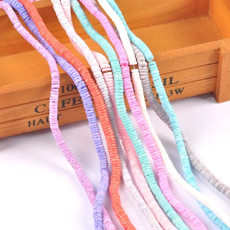 Dye Multicolor Shell Chips Round Flat Beads For Diy Bracelet Necklaces Charms Jewelry Accessories 60cm trs0413