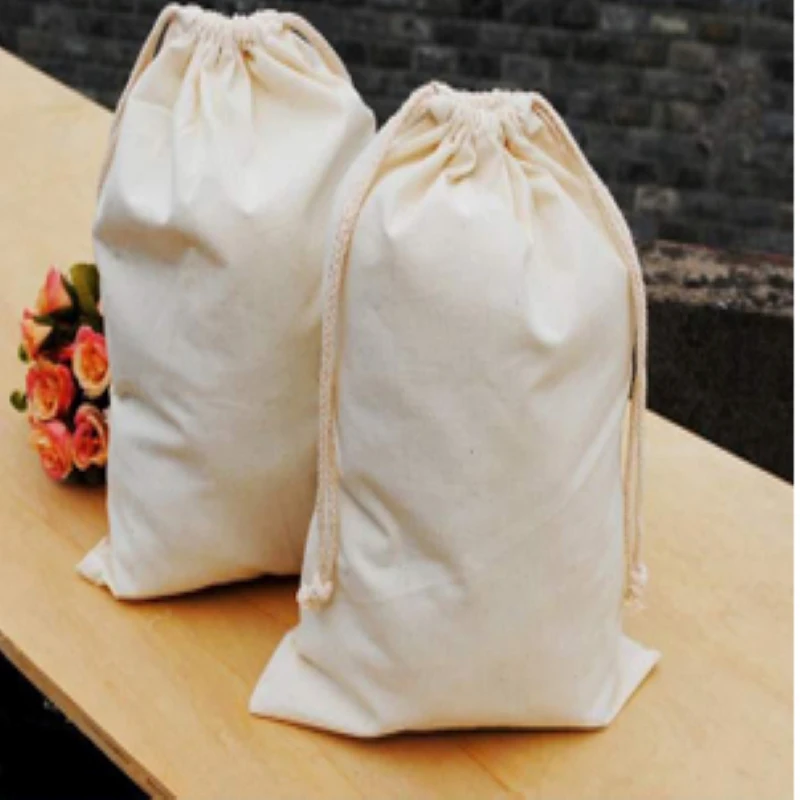 250pcs high quality small cotton jewelry bags wholesale 22*25cm cotton drawstring bags with 1 color printing and DHL shipping