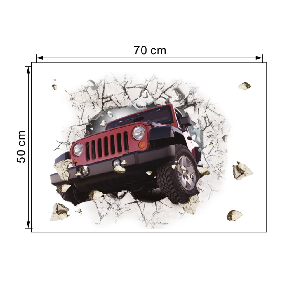 Adesivi murali per veicoli super fuoristrada Hummers 3D Poster da parete rotto Arte della parete Decalcomania per auto Decorazioni per la camera dei