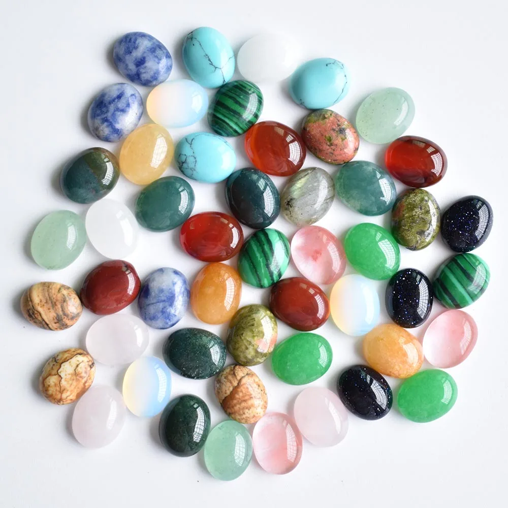 

2020 Fashion hot sale mixed natural stone Oval CAB CABOCHON tiger eye opal stone beads 10x8mm wholesale 50pcs/lot free shipping