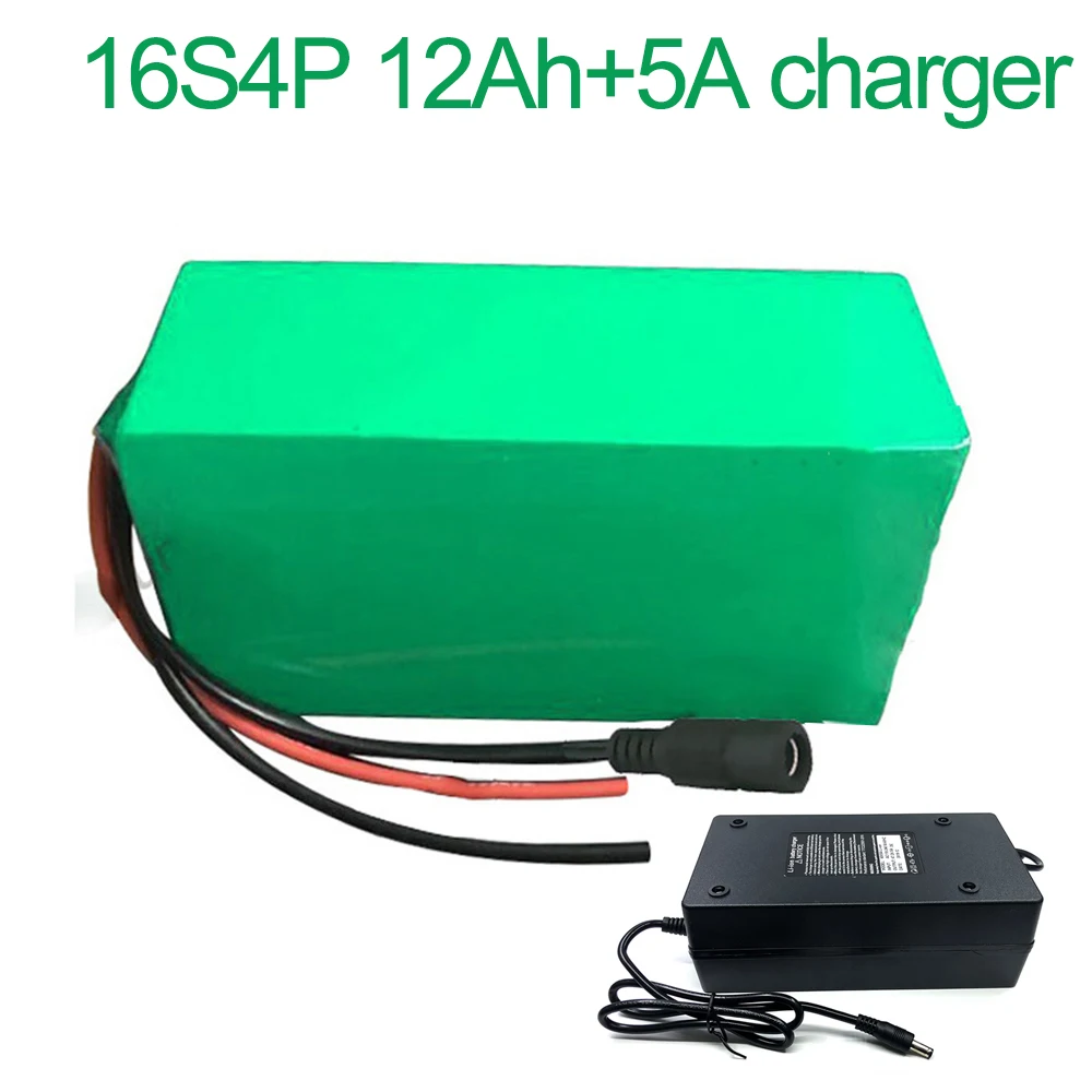 

With 5A charger 60V 12Ah 16S4P 18650 Li-ion Battery electric two Three wheeled motorcycle bicycle ebike 255*100*70mm