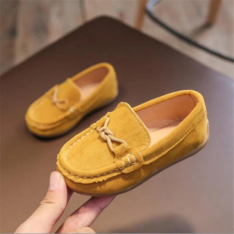 Flock Children Designer Loafers Shallow Mouth Kids Casual Shoes Bow Baby Toddler Flats Moccasins