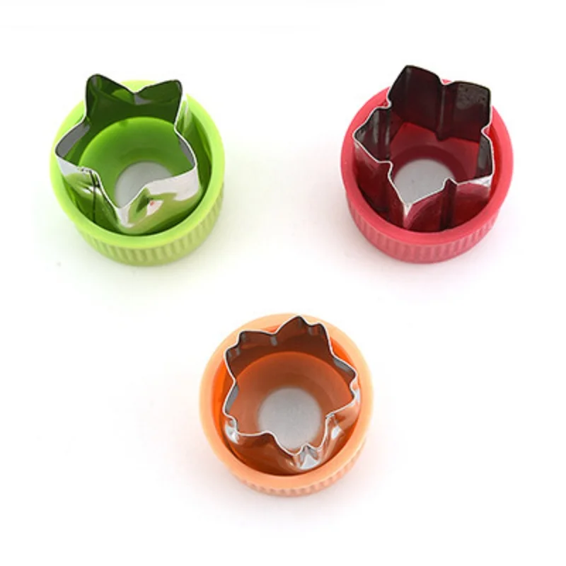 

3pcs/set Portable Star Flower Shape Stainless Steel Fruit Vegetable Cutter Plastic Handle Kitchen Gadgets WB1476