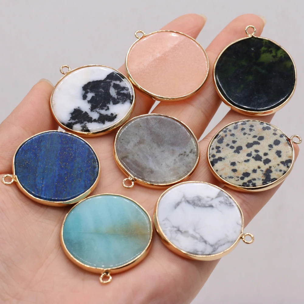 Natural Stone Gem Crystal Agate Round Pendant Handmade Crafts DIY Necklace Bracelet Earrings Jewelry Accessories Gift Making