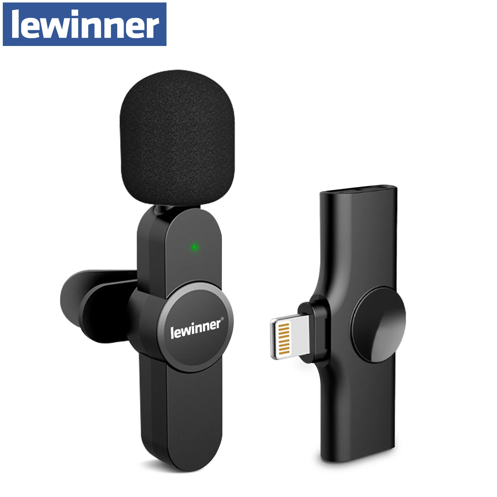 

Lewinner WM4 Wireless Lavalier Microphone Portable Audio Video Recording Mini for iPhone/iPad Live Broadcast Youtubers Facebook