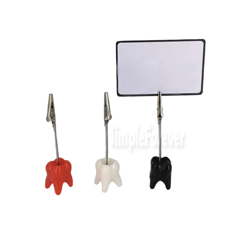 

100pcs/lot Creative Tooth Shape Place Card Holder Party Souvenirs Teeth Notes Clips Desktop Name Business Card Clamp