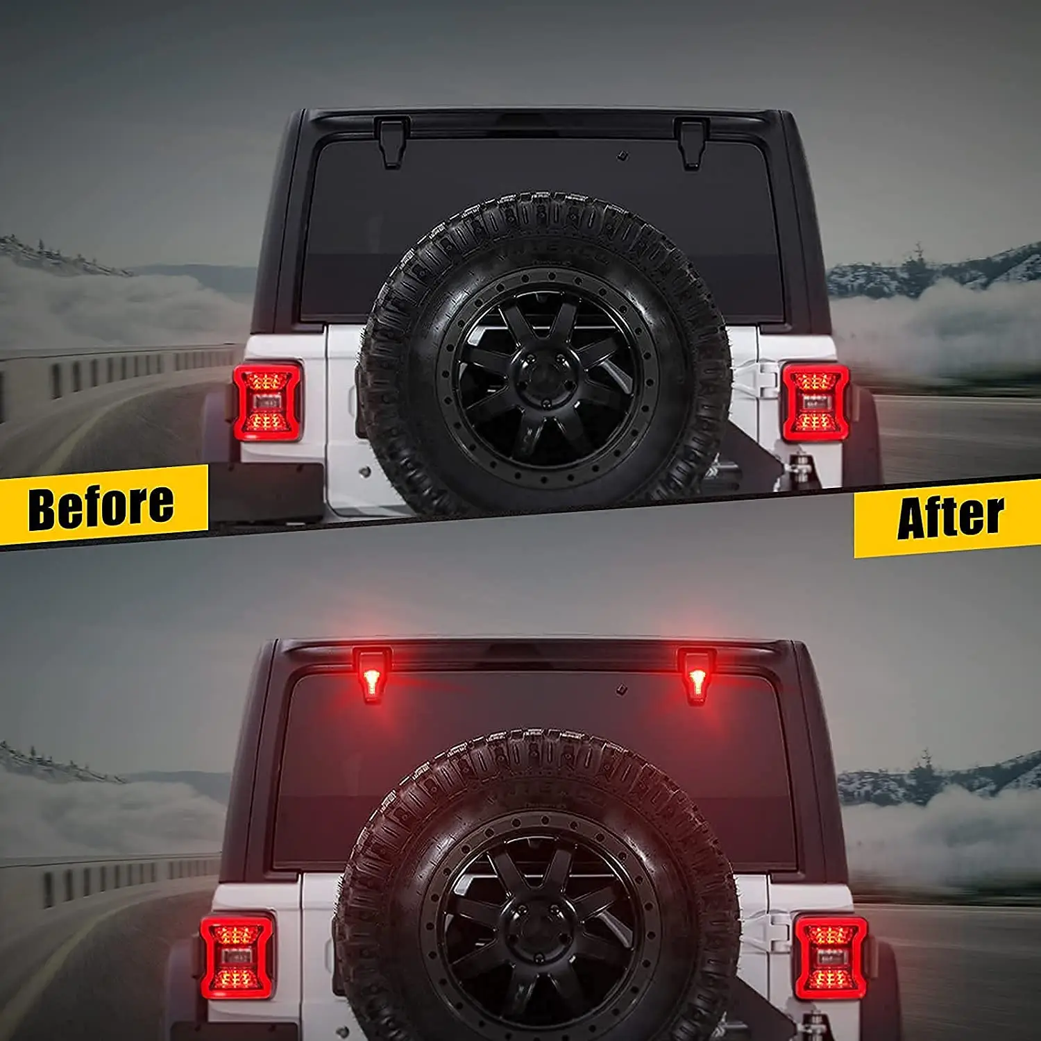 Window Glass Hinge Cover With LED Brake Light Rear Car Window Hinge Cover For Jeep Wrangler JK JKU  2007-2017 JL JLU 2018-2023