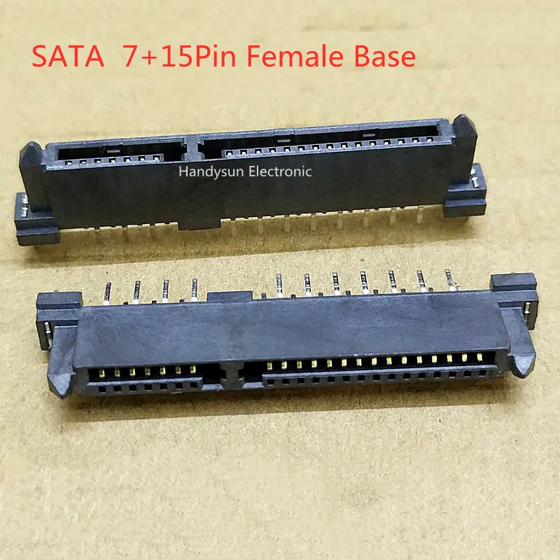 SATA Hard Disk Interface Socket SATA Connector Female Base 7+15Pin 180 Degrees Double Row Dislocation Pin 22P DIP