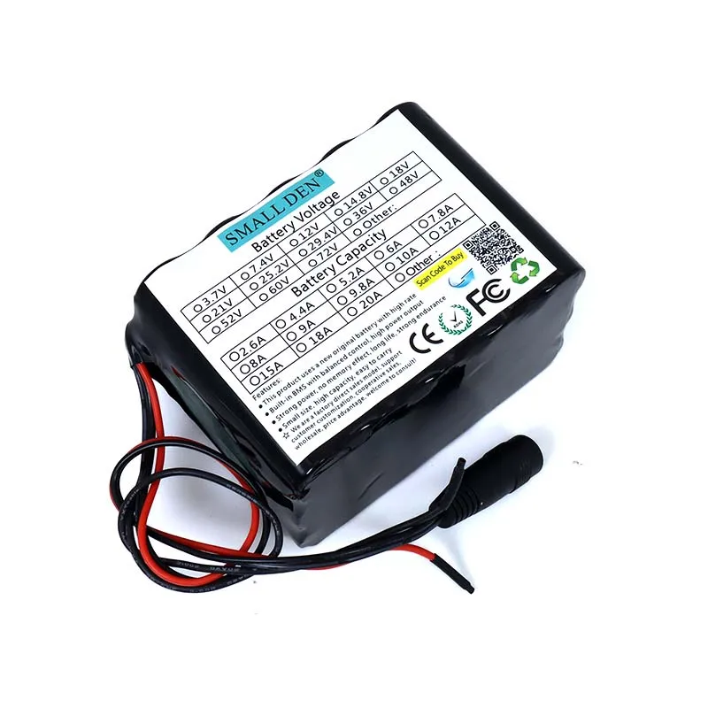 SMALLDEN 12V 15ah 18650 리튬 충전지 11.1V 15000mAh, 헤르 니아 램프, 앰프, 모니터링 + 12.6V 충전기 용 bms 포함