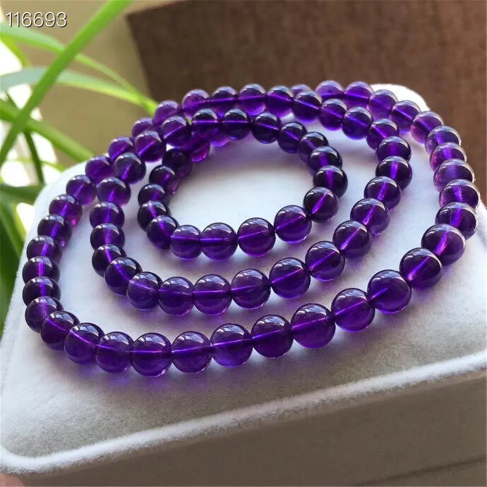 

7mm Natural Purple Amethyst Bracelet Jewelry For Women Lady Men Love Healing Gift Crystal Stone Beads Gemstone Strands AAAAA