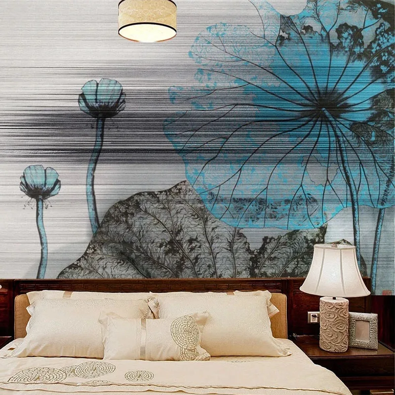 

Custom Photo Wallpaper Vintage Lotus Flower Hand-painted Chinese Style Background Wall Mural Living Room Study Home Decor Fresco