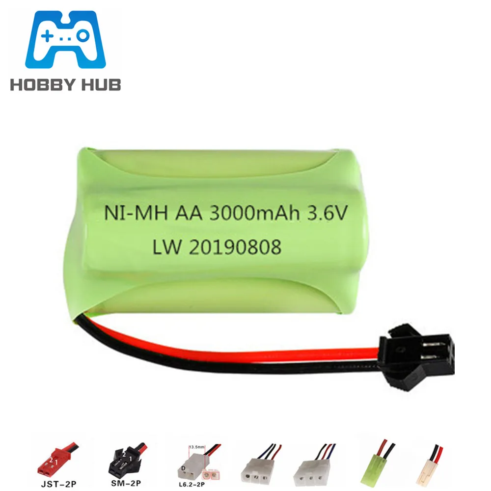 3.6 V 3000 Mah Nimh Batterij Voor Rc Speelgoed Auto Pistool Treinen Robot Model Ni-Mh Aa 2400 Mah 3.6 V oplaadbare Batterij 1 Stuks Voor Rc Boten