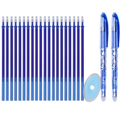 20+3 Piezas/Set Recambios de Bolígrafo de Gel Borrable Varilla 0.5mm Tinta Azul Negro Mango Lavable Bolígrafo Mágico Borrable para Papelería Escolar Oficina