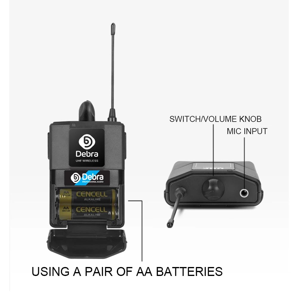 نظام Debra AU-400 اللاسلكي 4-Mic - UHF 500-580 ميجا هرتز، إشارة ثابتة 100 متر للكاريوكي والكنيسة والعروض الحية