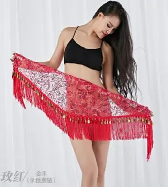 1pcs/lot woman belly dancing costumes mesh sequins tassel belly dance hip scarf