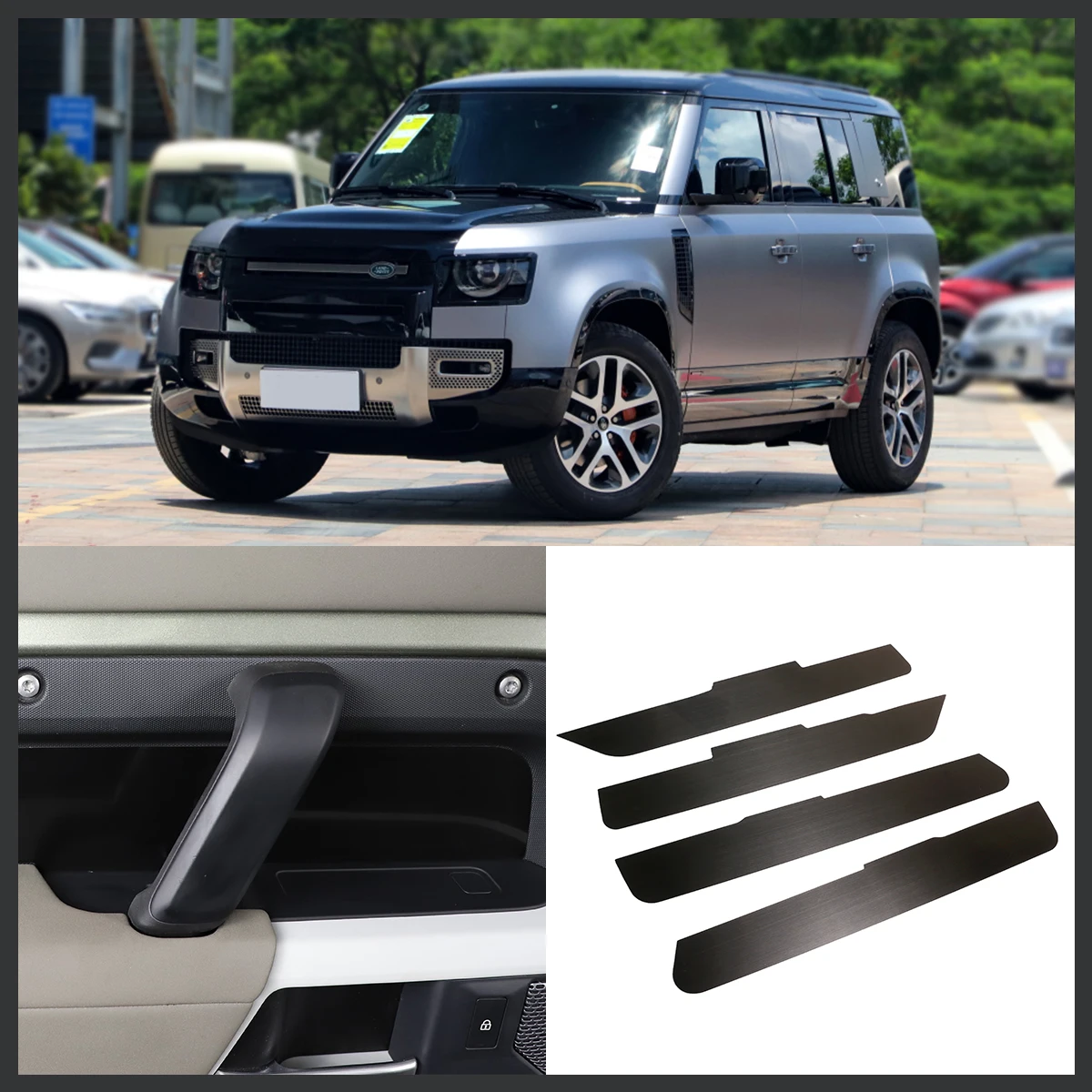 

For Land Rover Defender 110 2020-2022 Black Stainless Steel Interior Door Decoration Panel Protection Plate ST Car Accessories