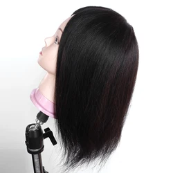 Real Human Hair Training Mannequin Dummy Head for Hairdresser Salon Braiding Cutting Practice 14inch Mannequin Head With Hair