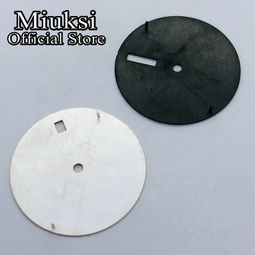 Miuksi 28.5mm black watch dial date window dial fit NH35 NH36 movement