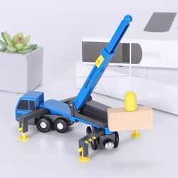 Mini Crane Truck Toy Construction Models Play Gift for Kids Toy Compatible with Wooden Tracks Railway Kids Toddlers Party Favors