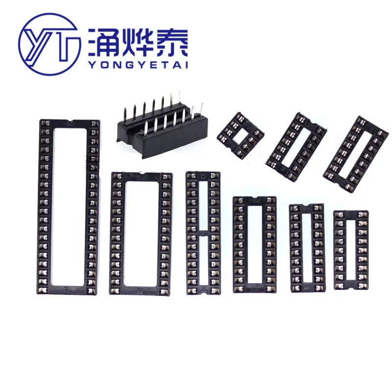 YYT 10PCS IC socket integrated block straight plug DIP microcontroller chip square hole base 8P 14 16 20 24 28 32 40P Pin