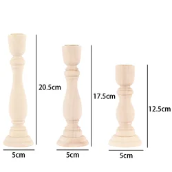 3 Sizes Candle Holders Retro Unpainted Wood Classic Craft Candle Holders Wedding Party Home Decorations