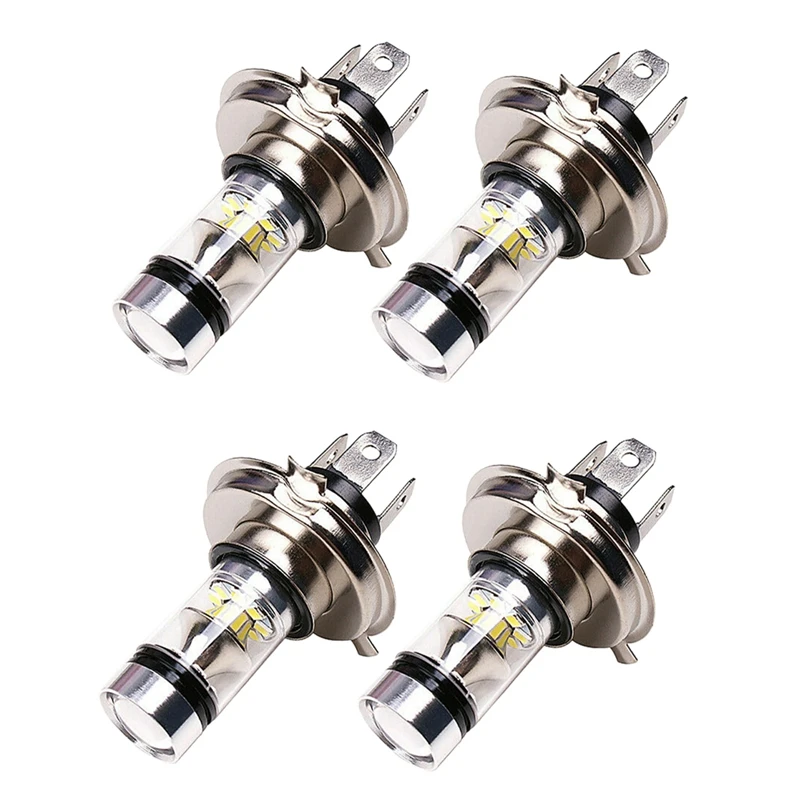 4 Pcs H4 9003 HB2 LED Motorcycle Headlight Bulbs HID Hi&Low Beam 6500K White Power