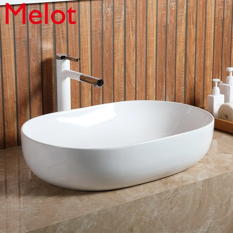 Artistic Basin Ceramic Oval Washbasin Hand Wash Dish Simple Cool Washbasin Creative Washbasin