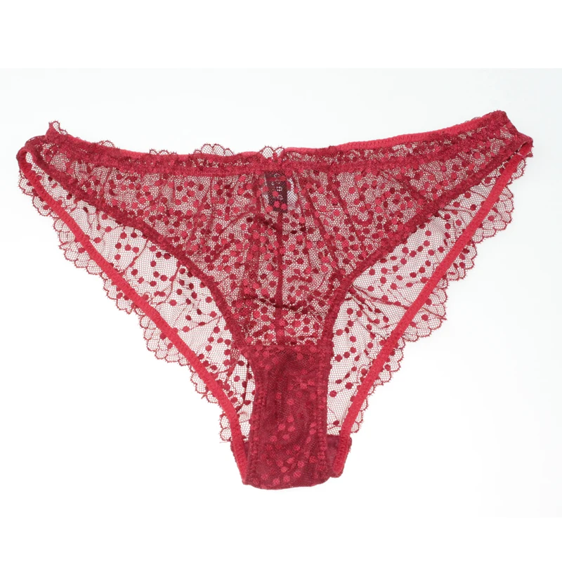 Mierside YW006 2PCS/lot Women's Panties Red Transparent Lace Embroidered Polka Dot Lace Underwear S/M/L/XL/2XL