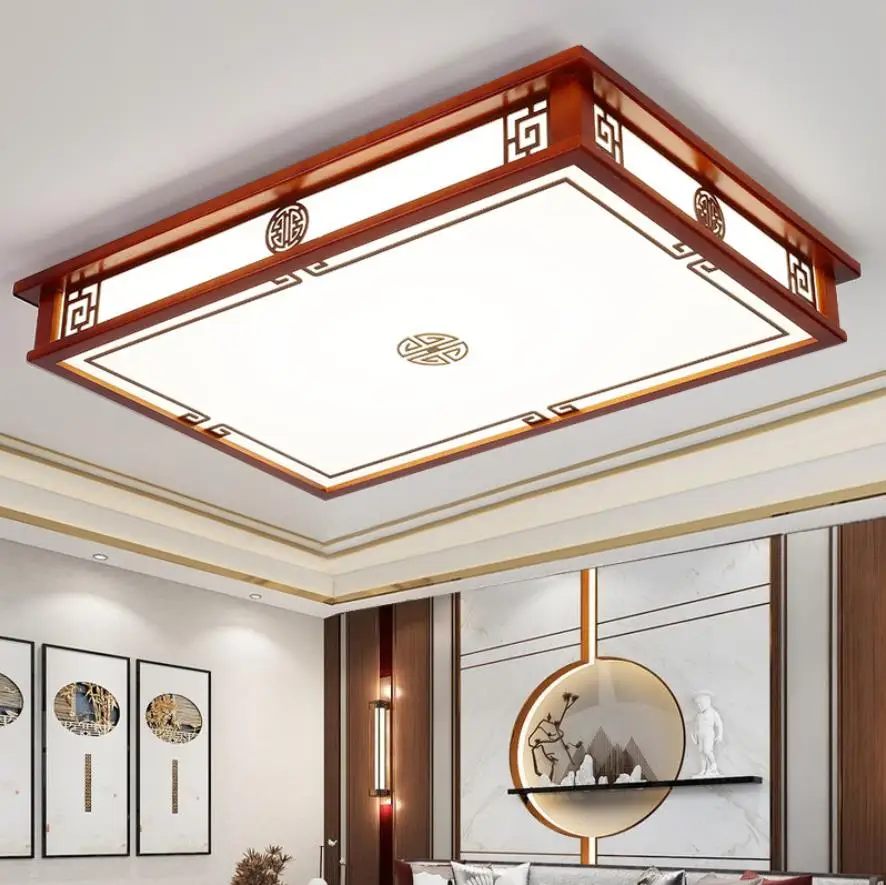 Modern Chinese solid wood antique led ceiling lamp atmosphere household living room dining room study bedroom Chinese style lamp