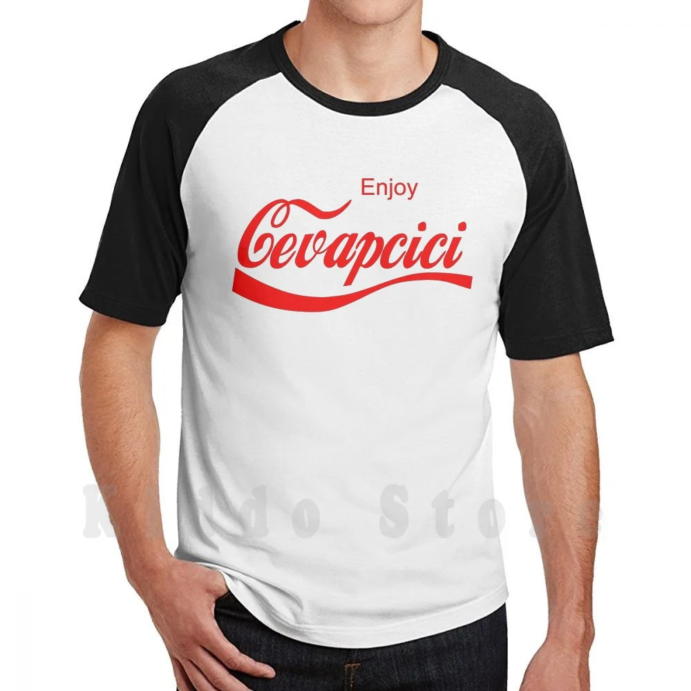 Enjoy Cevapcici Red T Shirt Print For Men Cotton New Cool Tee Cola Parody Retro Vintage Balkan Croatia Serbia Macedonia Cevape