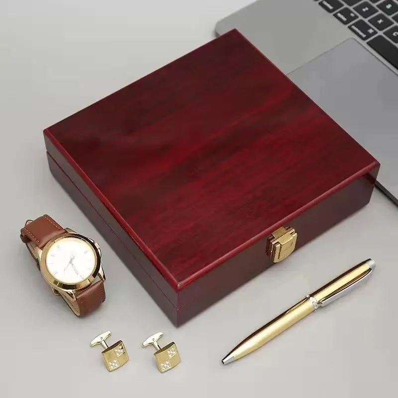 Mens Watch Set With Diamond Cufflinks Signature Pen Fashion Luxury Retro Quartz Watches Leather Wirstwatch Sets With Gifts Box