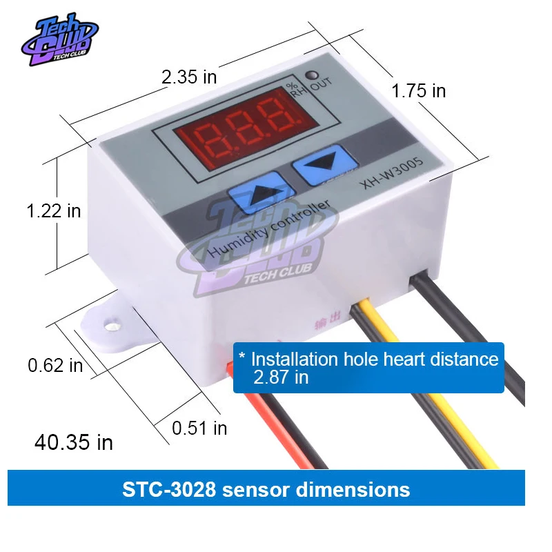 0~99%RH XH-W3005 Digital Humidity Controller 220V 12V 24V Hygrometer Humidity Control Switch Hygrostat with NTC Humidity Sensor