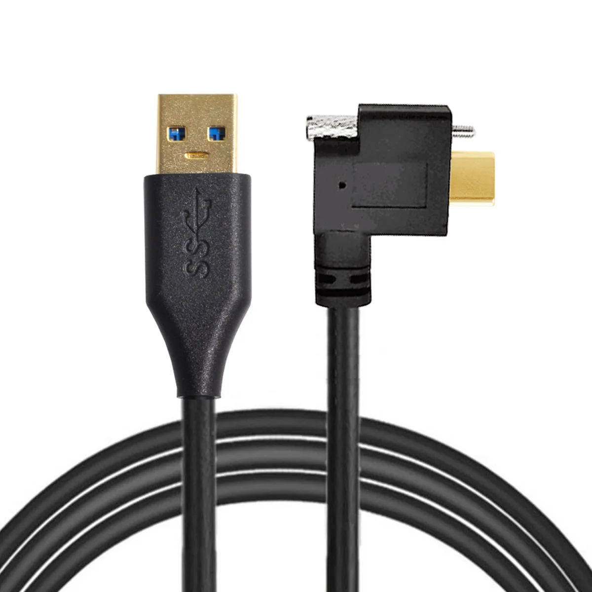 CYDZ Jimier Left Right Angled USB 3.1 Type-C Single Screw Locking to Standard USB3.0 Data Cable 90 Degree for Camera