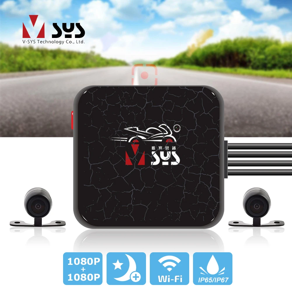 SYS-cámara VSYS C6L para salpicadero de motocicleta, D6RL, WiFi, Dual 1080P, visión nocturna, DVR, caja negra