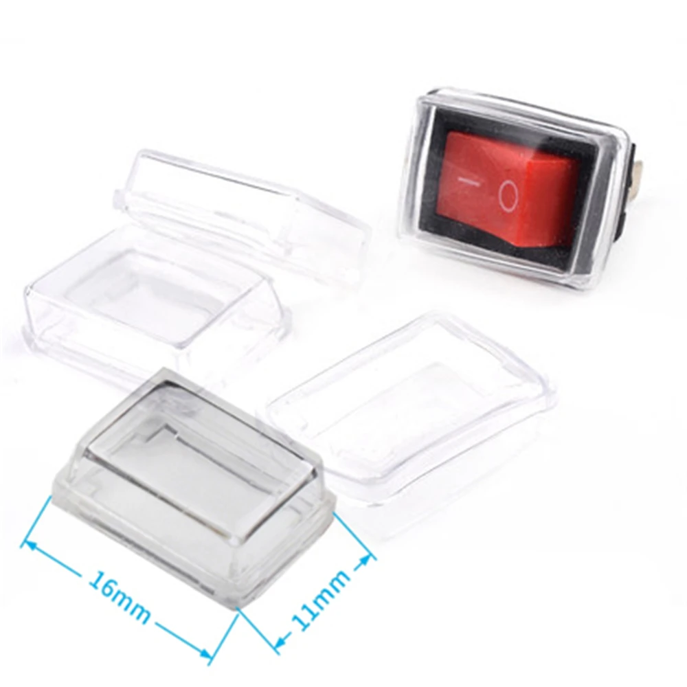 10pcs Rocker switch Transparent dust Cover 10x15/21x15/31x23mm Mini Push Button Switch Waterproof Cap Cover For diameter 16/23mm