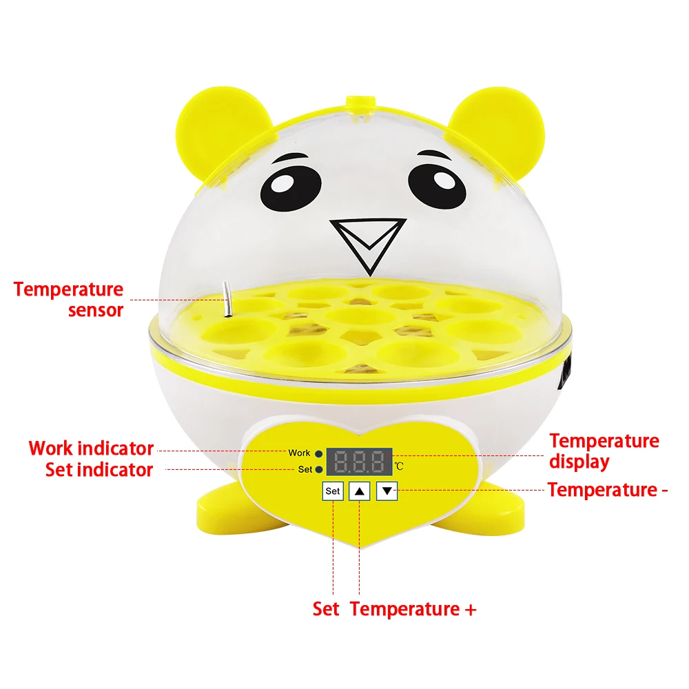 Family version Chicken Duck Quail Birds Egg Incubator Incubation Brooder Mini 9 Eggs Cartoon Incubator Manual Egg Turning NEW!