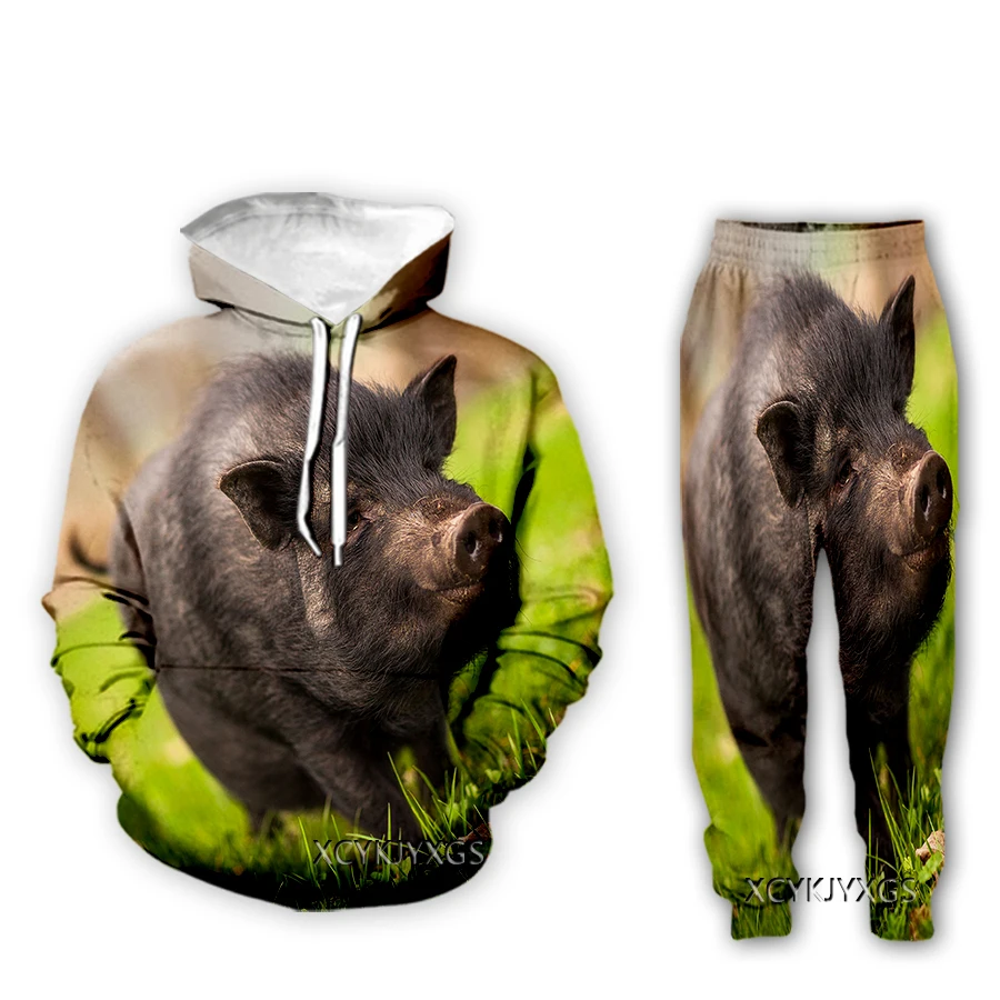 xinchenyuan New Men/Women Animal Boar 3D Printed Clothing Long Sleeve Fashion Sweatshirt Hoodies Sport Long Pants Z39