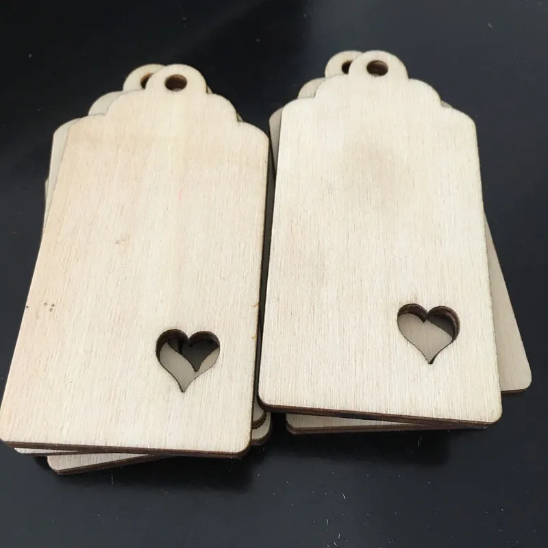 10pcs Kraft Wood Tags Craft Hang Tags with Jute Twine, Writable Display Labels for Gifts, Wedding Valentine\'s Day Tags
