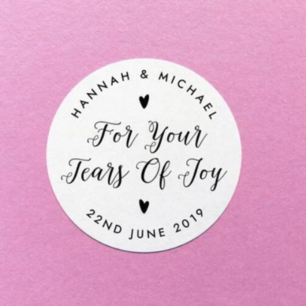 

personalize text tears of joy Wedding gift Stickers Seals Tissues packets labels birthday baby shower favors gift stickers