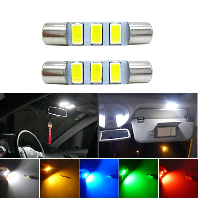 

2x Canbus 28mm Festoon LED T6.3 C5W 29mm LED For Car Vanity Mirror Lights Sun Visor Lamp For Toyota Mazda
