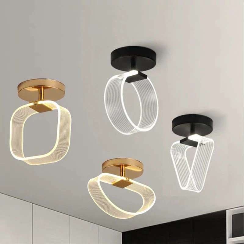 

4 Style Acrylic LED Ceiling Light for Bedside Balcony Aisle Cloakroom Modern Black Golden Ceiling Lamp Indoor Lighting Fixtures