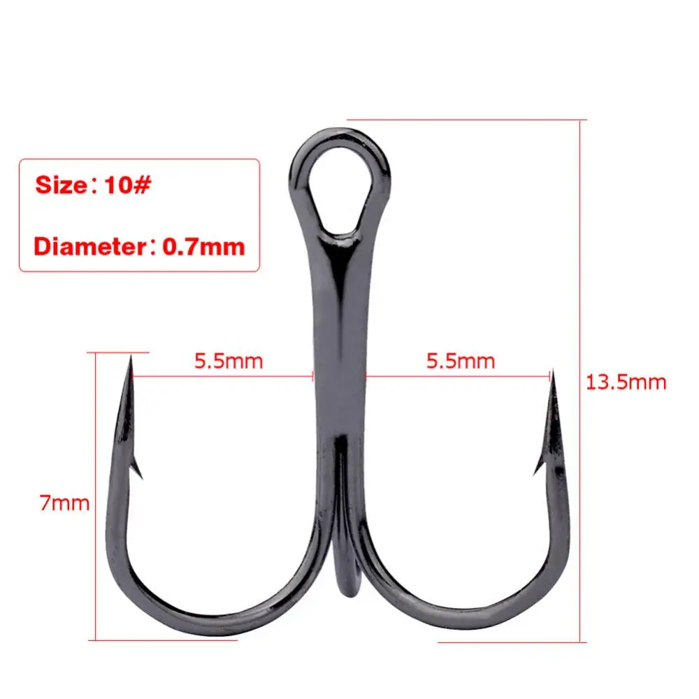 50Pcs #2/4/6/8/10 Japan Fish Hook High-carbon Steel Crank Outdoor Fishing Lure Bait Triple Hooks Fishing Tackle Tool