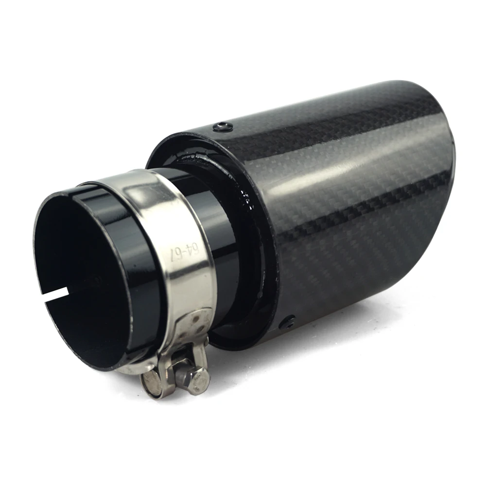 ใหม่รถคาร์บอนท่อไอเสียท่อไอเสียสามชั้นBullet Shape Universalตรงสแตนเลสสีดําท่อไอเสียท่อ