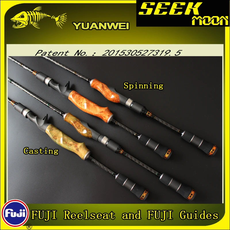 Imagem -03 - Yuanwei-madeira Isca Vara de Pesca Fundição Rod Guia Fuji Vara de Pesca de Carbono Mão Spinning Rod Fuji ml m mh 198 m 21 m 24 m 2sec