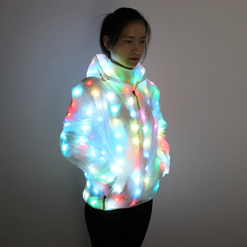 Colorful Coat LED Luminous Costume Dancing Clothes LED Lighting Jacket Suits Christmas Event Party Light Up Couple Set Clothing